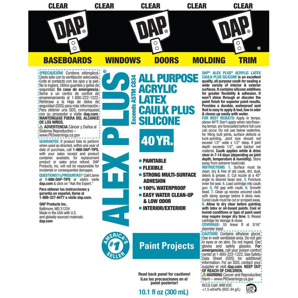 DAP Alex Plus Clear 10.1oz (4-Pack) 7079818072