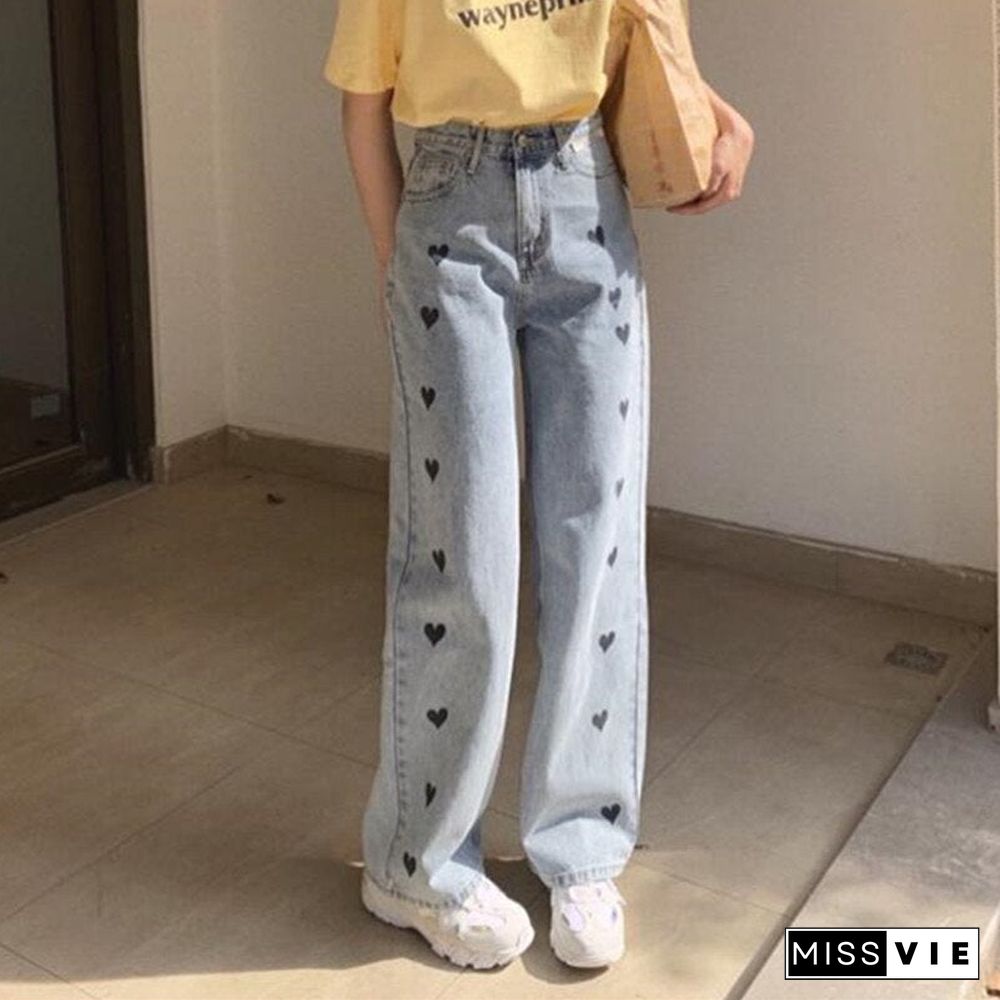 Woman Jeans High Waist Clothes Wide Leg Denim Clothing Blue Streetwear Vintage Quality Fashion Harajuku Straight Pants