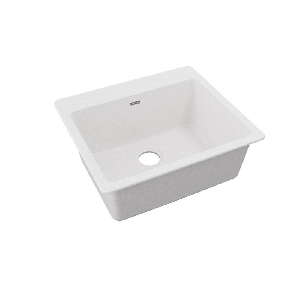 Elkay Quartz Classic White Quartz 25 in. Single Bowl Drop-In Kitchen Sink ELG2522WH0