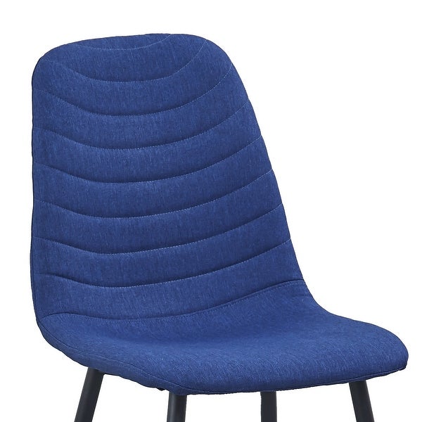 Gem 17 Inch Modern Metal Dining Chairs， Velvet Tufted， Set of 4， Blue