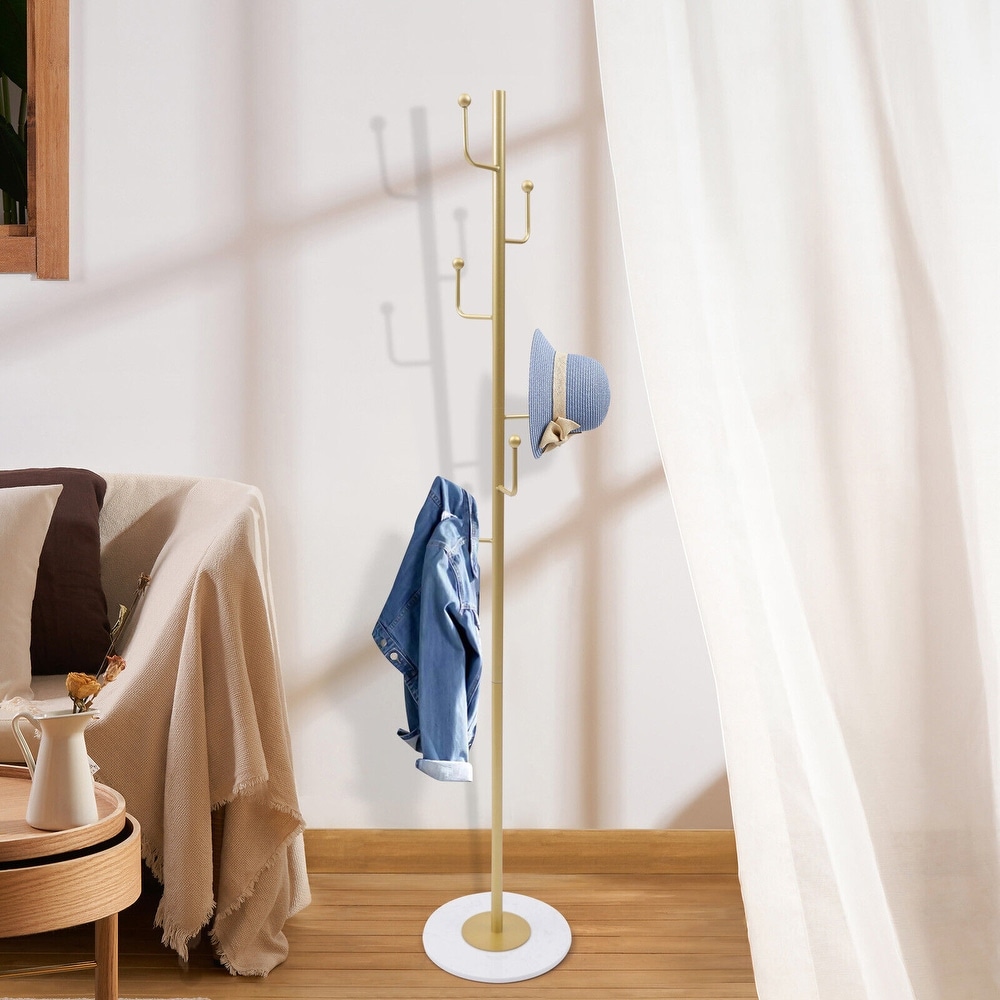 Metal Clothes Stand Hall Coat Tree with 6 Hooks