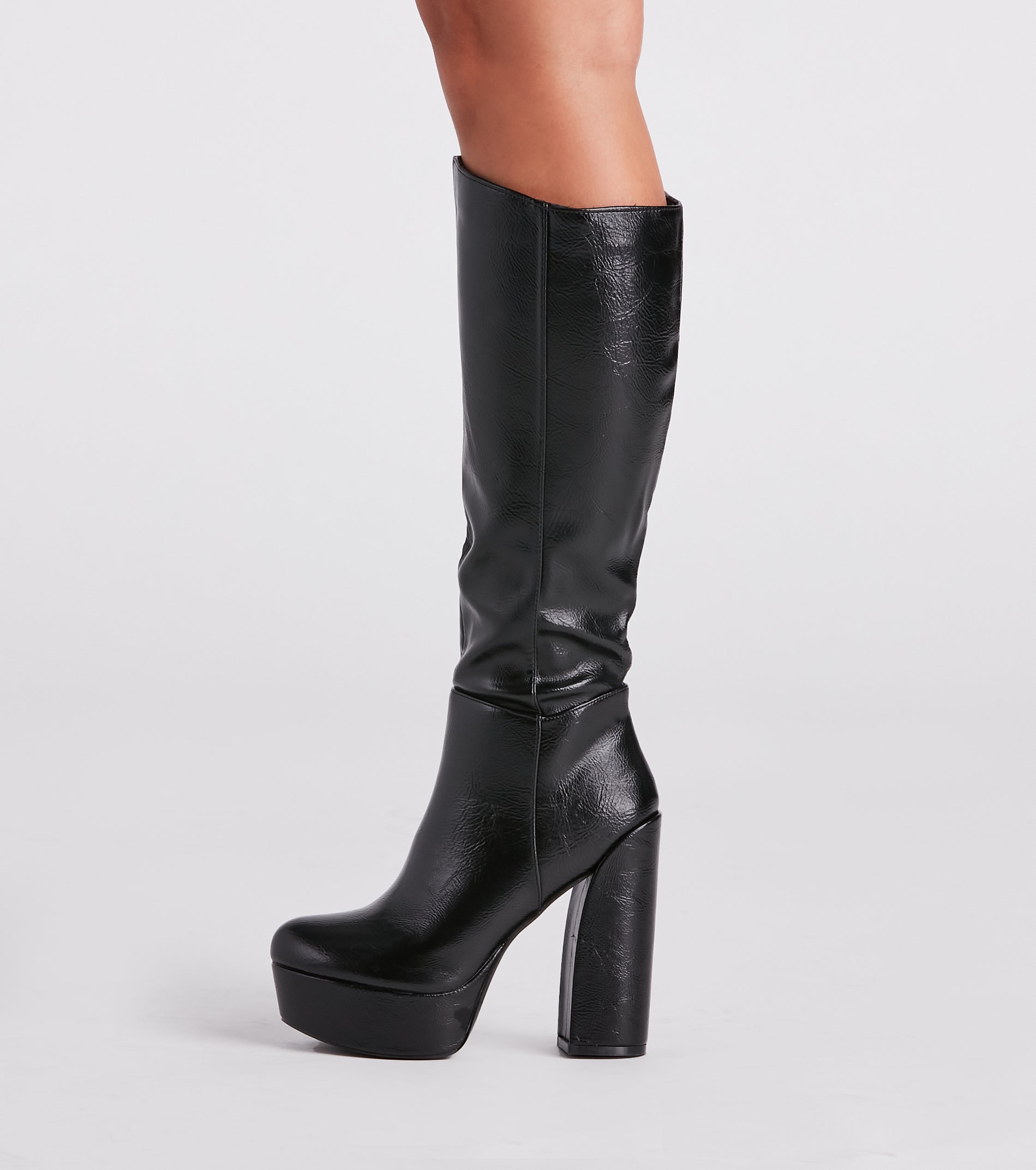 Edgy-Chic Under-The-Knee Platform Boots