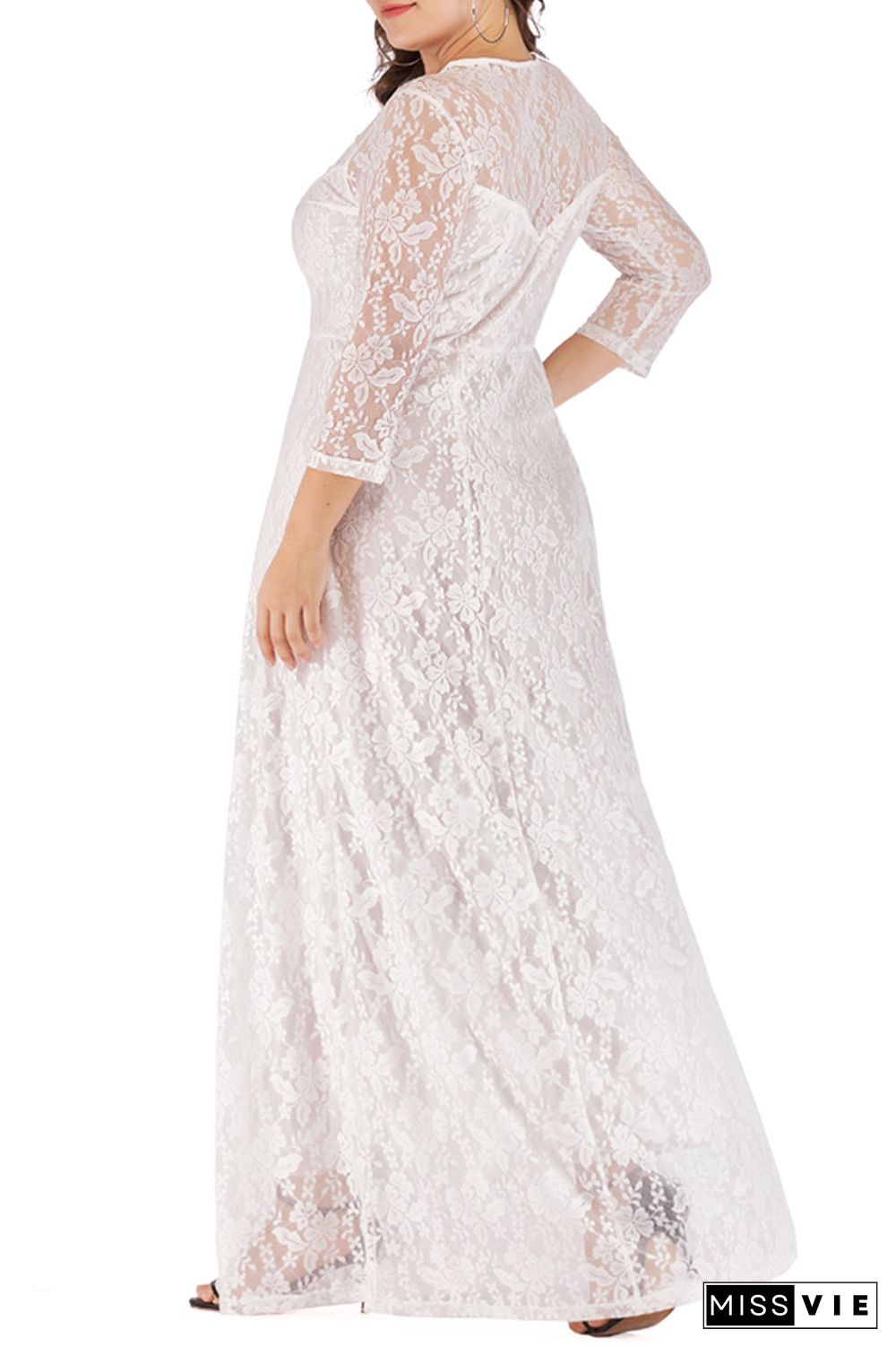 Plus Size Long Maxi Lace Dress