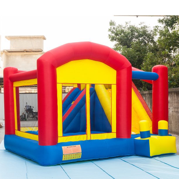 Inflatable Bounce House Castle Jumper Slide Large Trampoline 420D Oxford Cloth PVC Without Blower 3-12 Years Old 157.2"x141.6"x110.4"