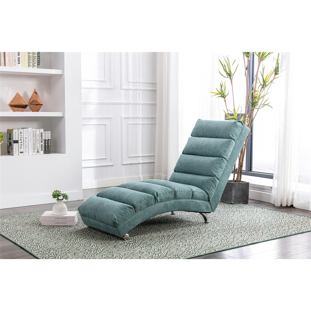 Modern Linen Ergonomic Massage and Heating Function Chaise Lounge with Remote Control and Side Pocket