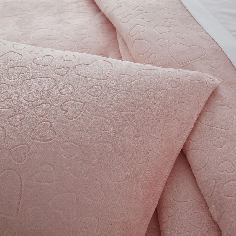 Olivia and Finn Plush Embossed Hearts Comforter Set with Shams