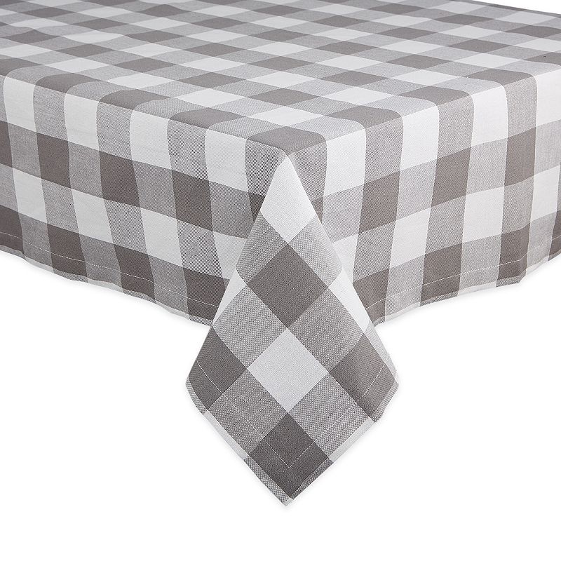 60 x 84 Gray and White Buffalo Checkered Table Cloth