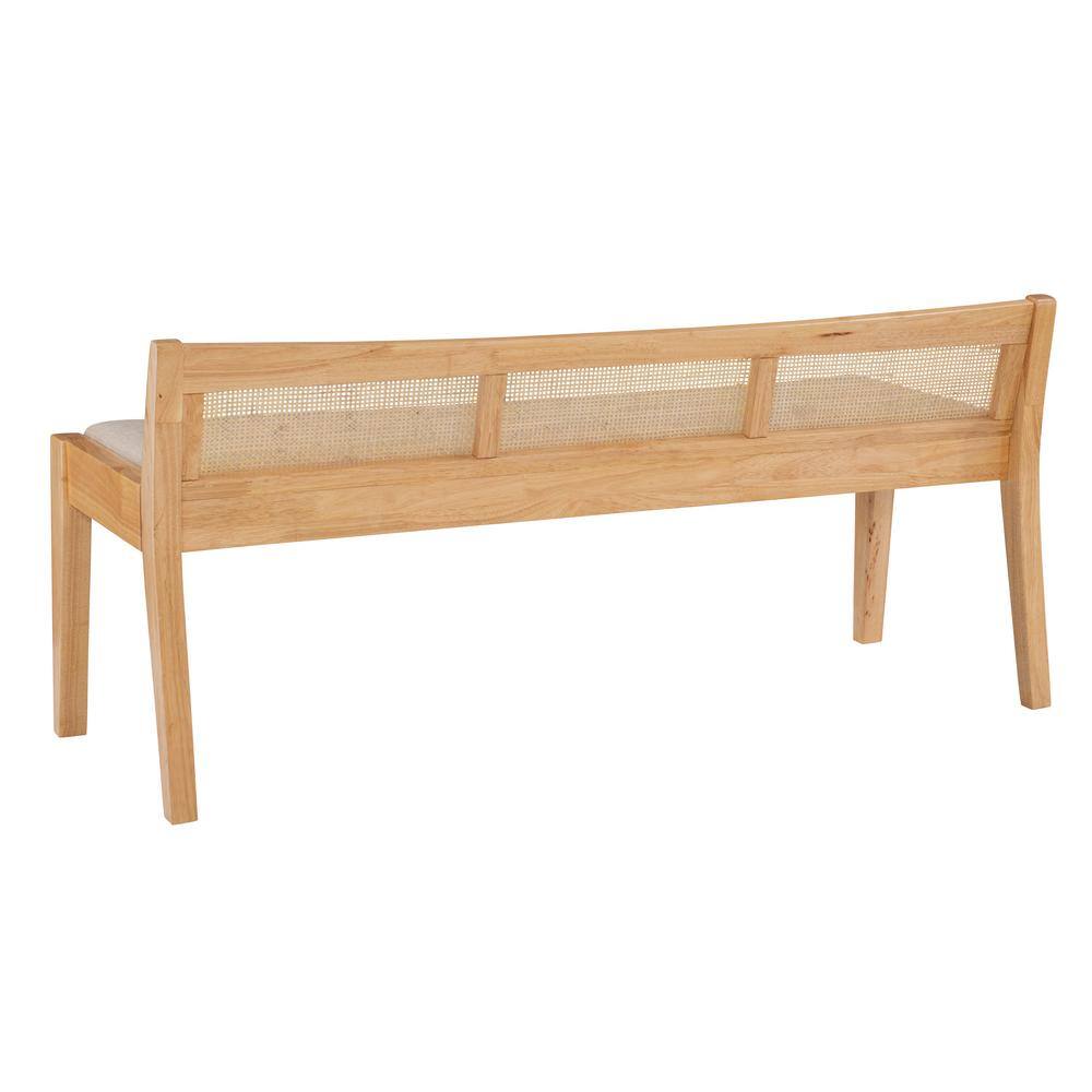 Powell Company Tara Natural 52.36L x 18.75D x 23.37H Cane Bench with Padded Seat HD1546S20B