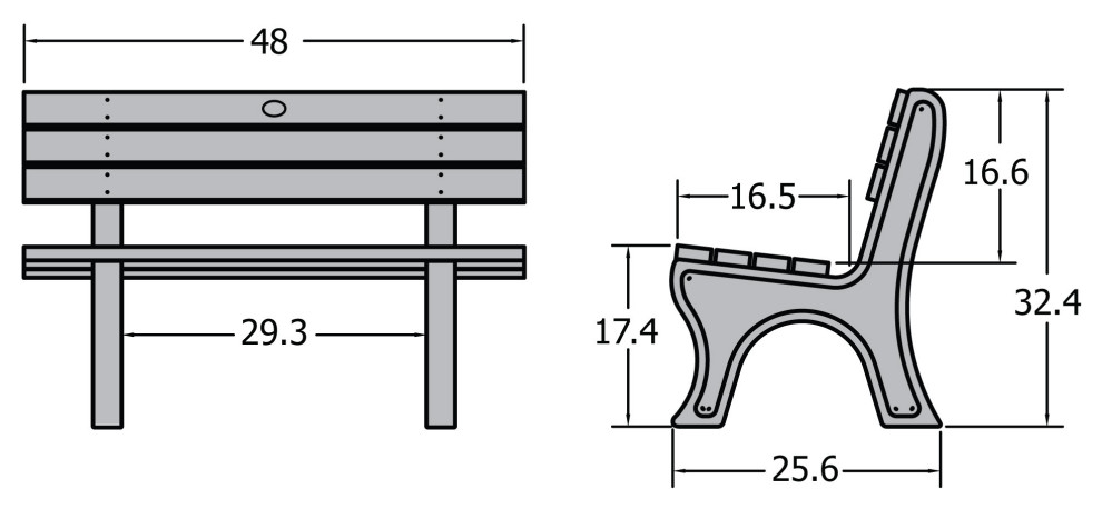 Aurora Traditional 4  x27Park Bench  Weathered Acorn   Contemporary   Outdoor Benches   by highwood  Houzz