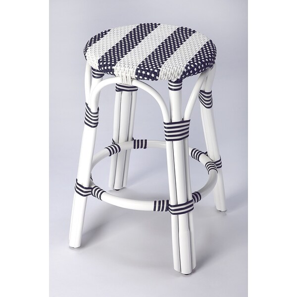 Butler Tobias Blue and White Rattan Counter Stool