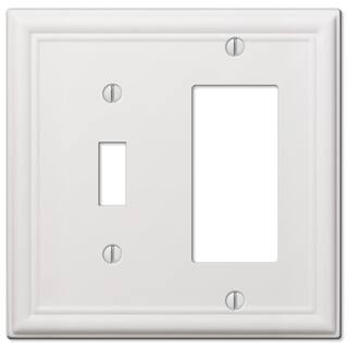 AMERELLE Ascher 2 Gang 1-Toggle and 1-Rocker Steel Wall Plate - White 149TRW