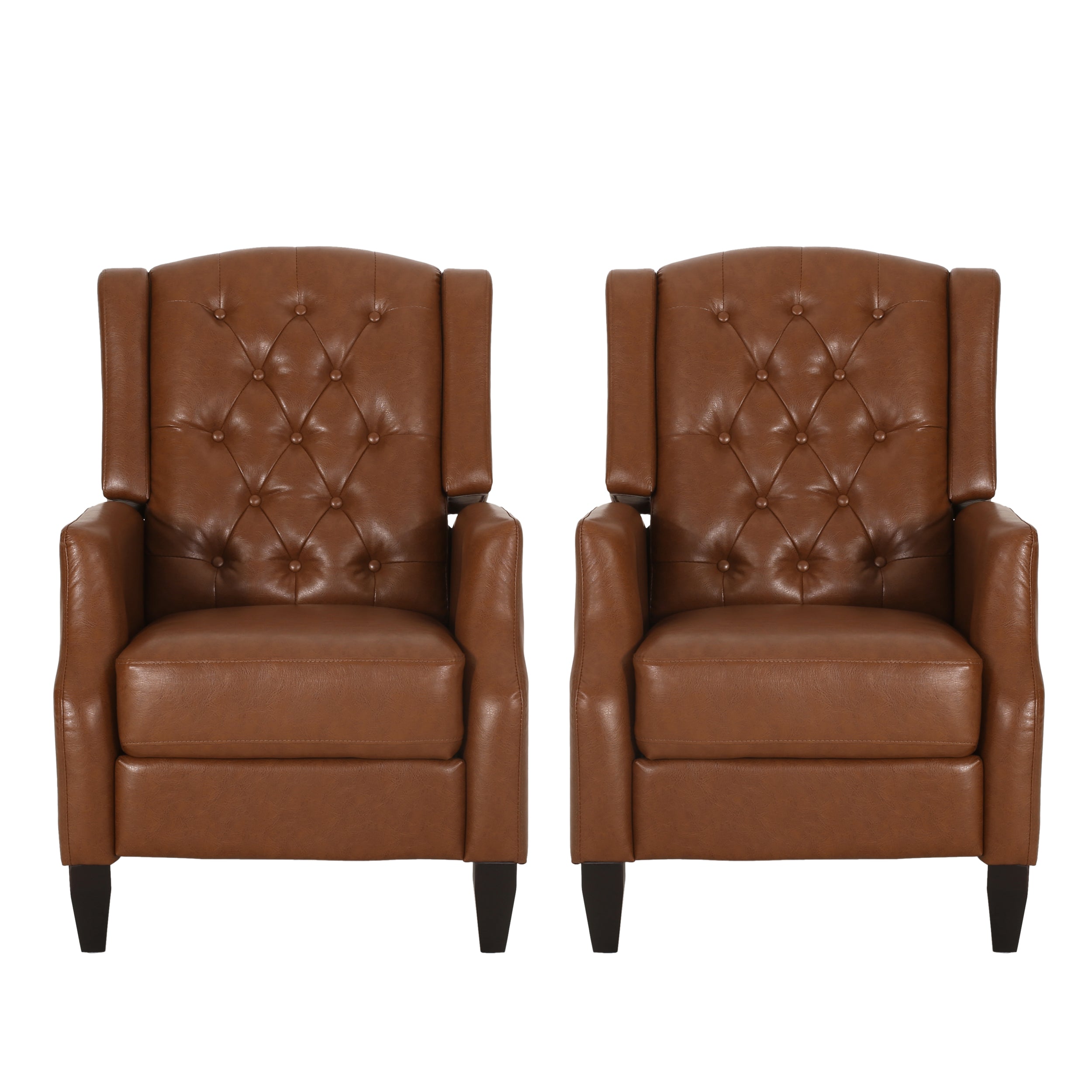 Loubar Contemporary Faux Leather Tufted Pushback Recliners, Set of 2