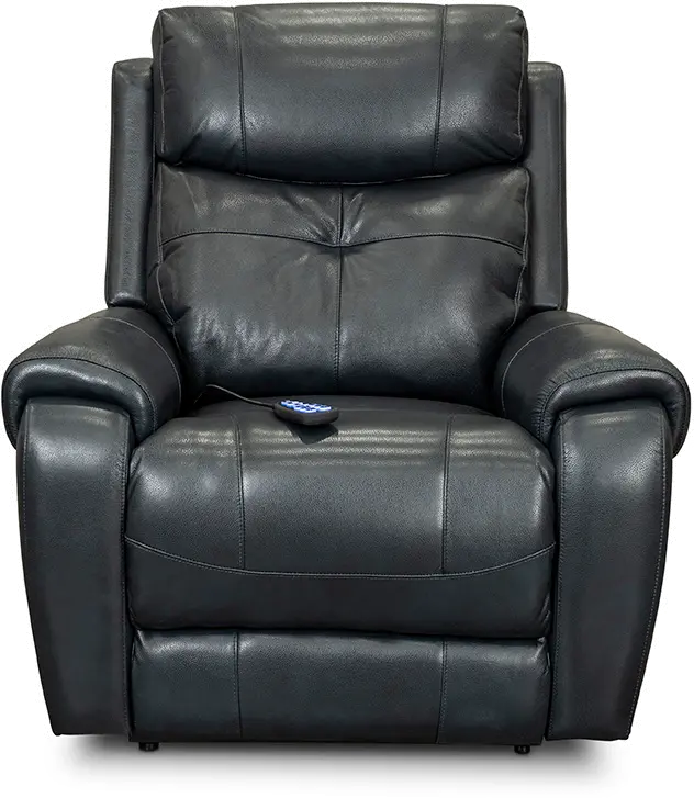 Navy Blue Leather Power Lift Recliner with Heat