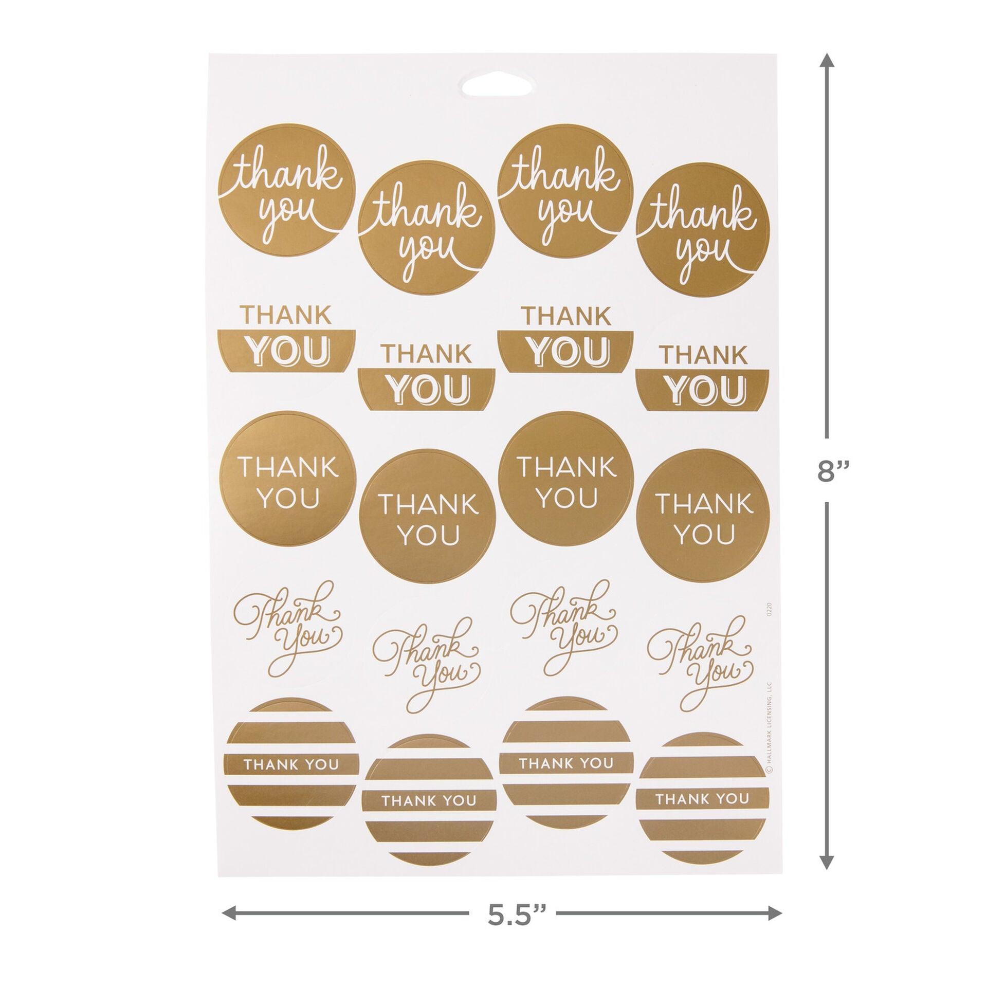 Hallmark  Gold Foil Thank-You Sticker Seals, 10 sheets