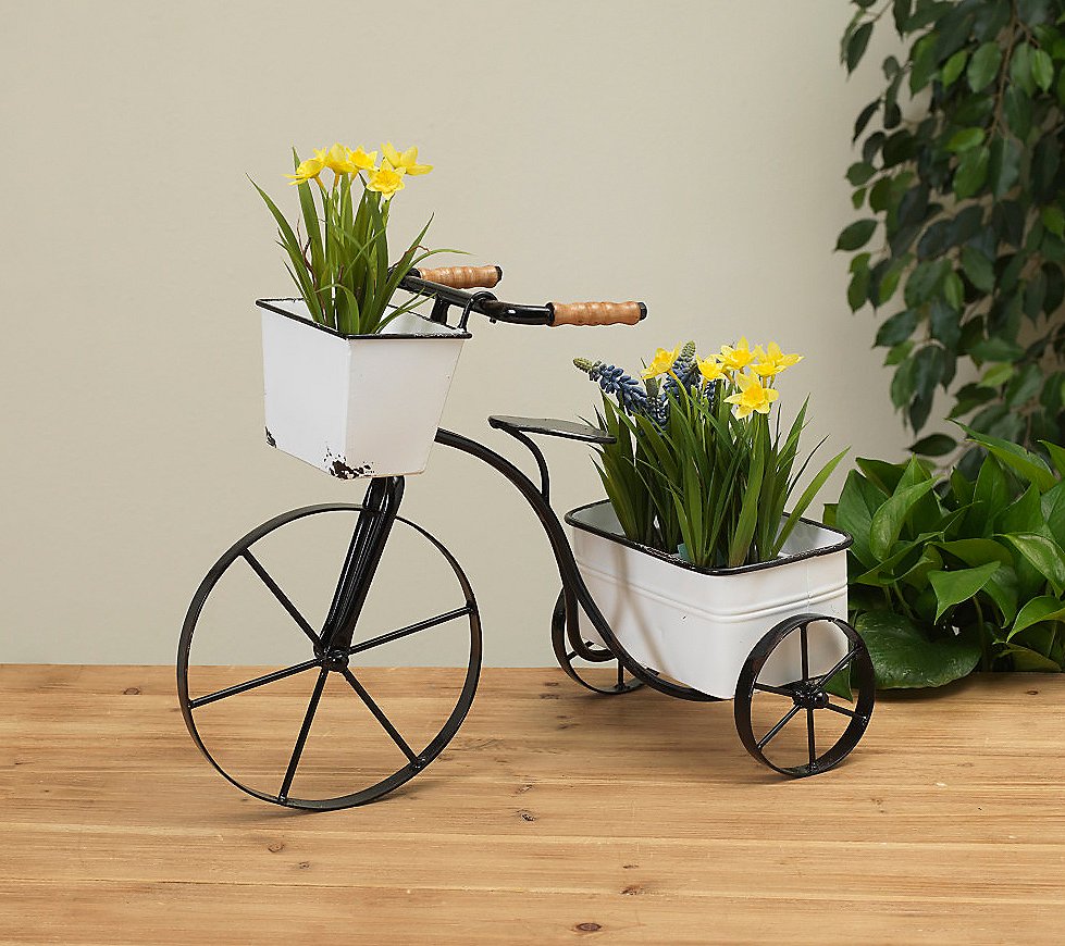 17.7-in L Metal Tricycle with Planters by Gerson Co