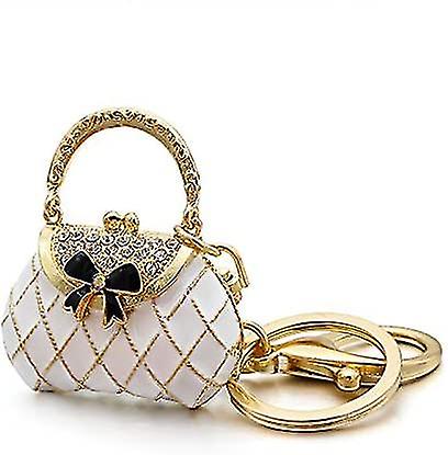 1 Piece Creative Keyring Retro Checked Handbag Shape Women Bag Pendant Alloy Keychain For Keys/car