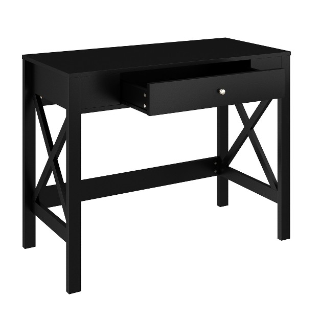 Writing Desk Modern Desk With X pattern Legs And Drawer Storage For Home Office Bedroom Computer Or Craft Table By Lavish Home black