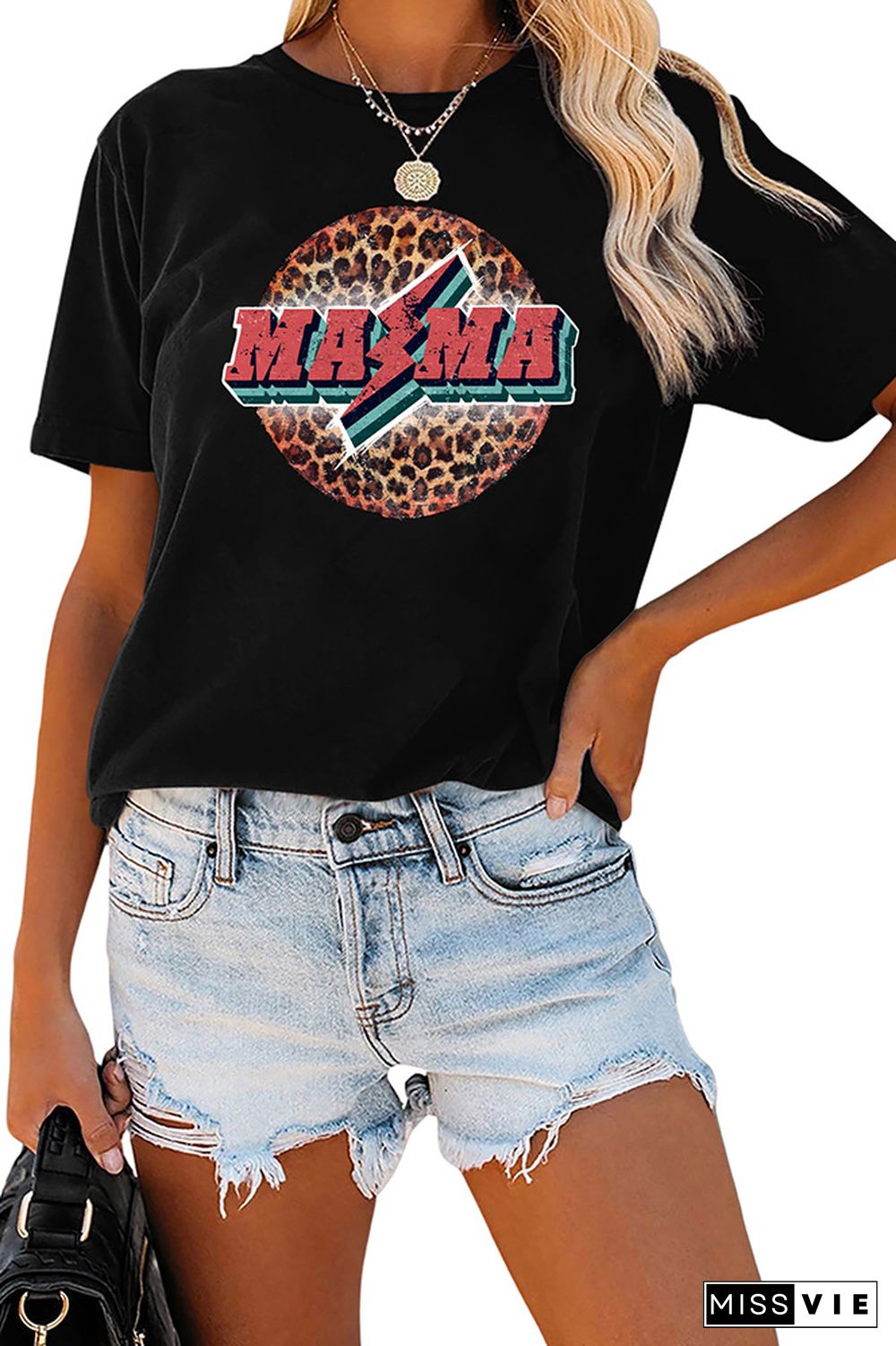 Retro Mama Leopard Graphic Tee