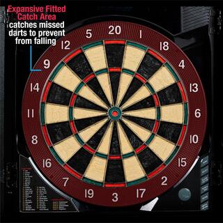 MD Sports BristleSmart Dartboard with Cabinet - Accepts steel tip darts with electronic scoring and 294 games DB300Y19002