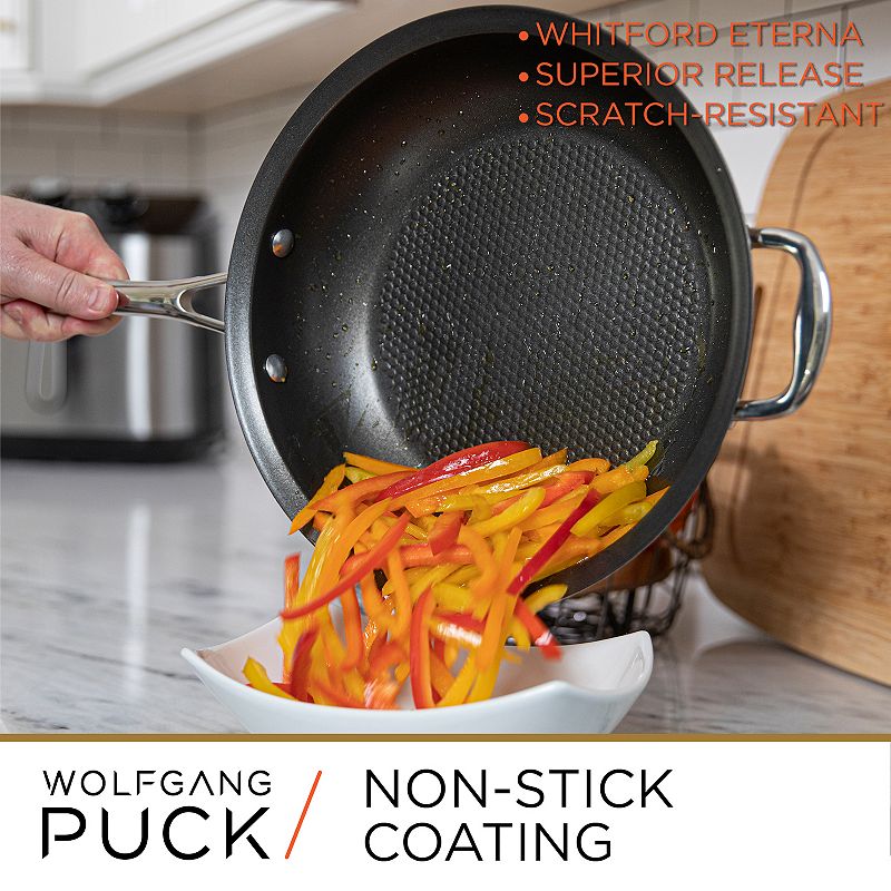 Wolfgang Puck 21-Piece Stainless Steel Cookware and Mixing Bowls Set， Non-Stick Pots， Pans and Skillets; Nesting Bowls with Lids and Interchangeable Blades