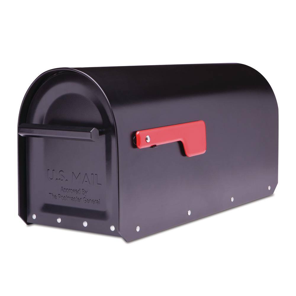 Architectural Mailboxes Sequoia Black Large Steel Heavy Duty Post Mount Mailbox 5560B-R-10