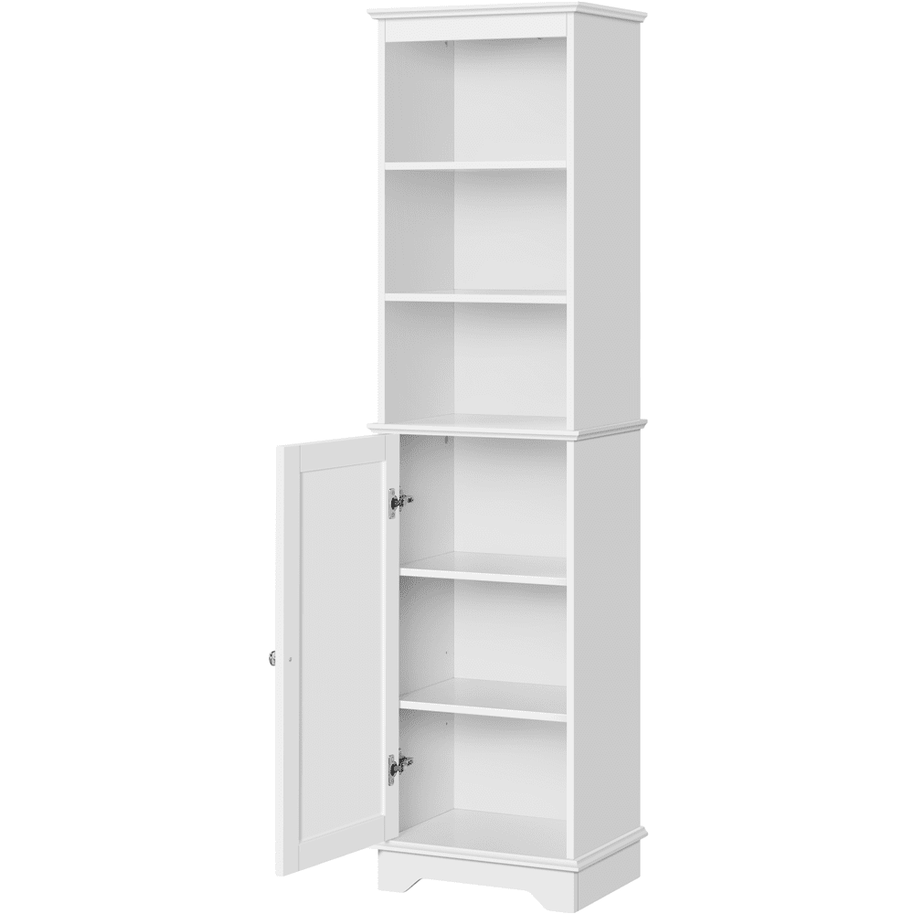 Yaheetech Tall Bathroom Floor Cabinet with Single Door and Shelves,White