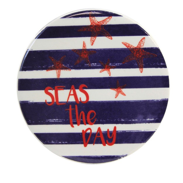 Tabletop Patriotic Coasters Set Of Coasters 4 0 Inches American Flag Starfish 20882 Ceramic Multicolored