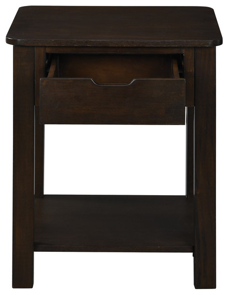 Flora Dark Brown MDF End Table With Drawer   Transitional   Side Tables And End Tables   by Lilola Home  Houzz