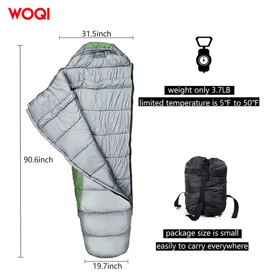 Woqi Goose Down Hammock Sleeping Bag with Compression Bag Camping Insulation Underquilt Lazy bag