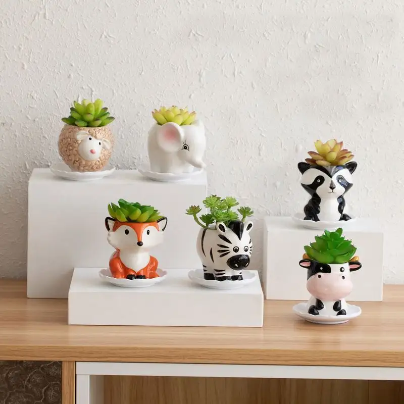 New hot selling creative small animal pot plant white garden planter simple indoor ceramic flower pot/