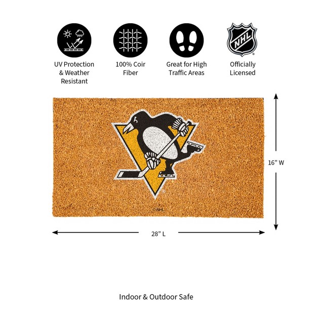 Evergreennhlpittsburgh Penguins Logo Natural Coir 28 X 16 Inches Indoor Outdoor Doormat