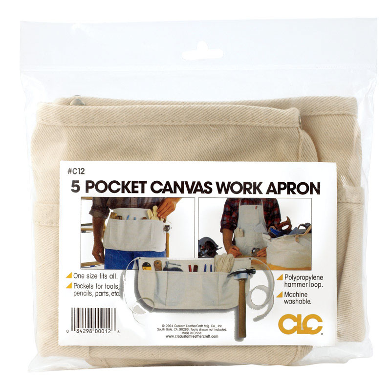 CLC Heavy Duty 5 pocket Cotton Waist Apron White 1 pk