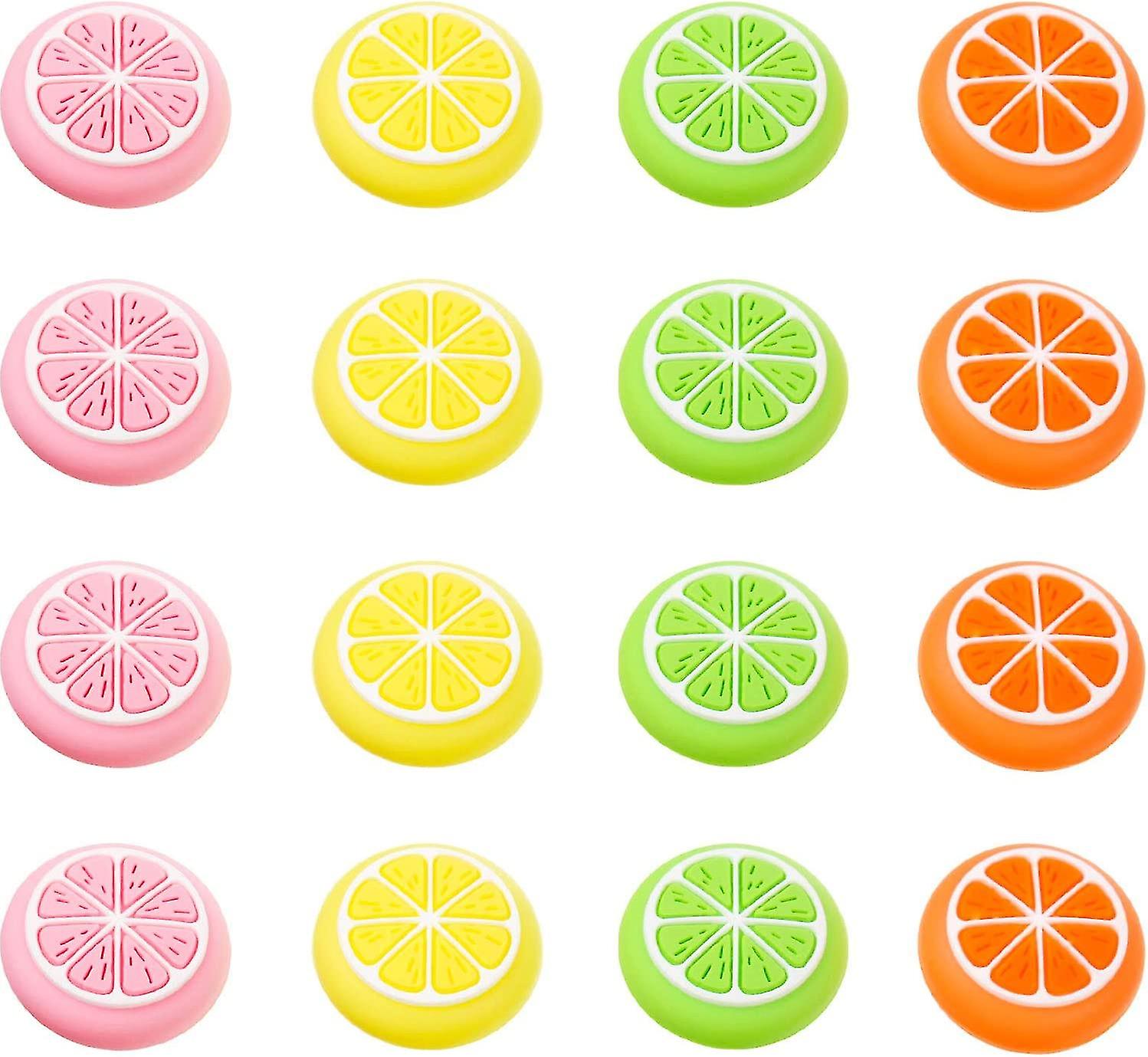 16 Pieces Replacement Cute Fruit Lemon Design Thumb Grip Caps Thumb Grips Analog Stick Cover Joystick Cap Soft Silicone Cover Compatible With 