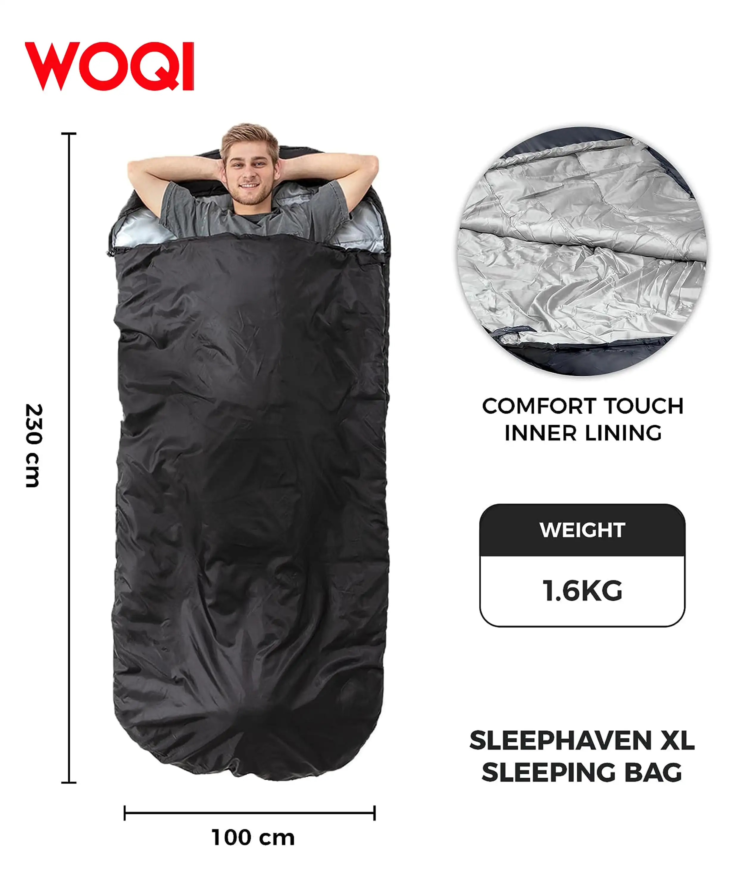 WOQI adult lightweight two season sleeping bag  suitable for camping  hiking  and backpacking