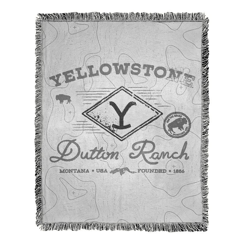 Yellowstone Topography Map Jacquard Throw Blanket