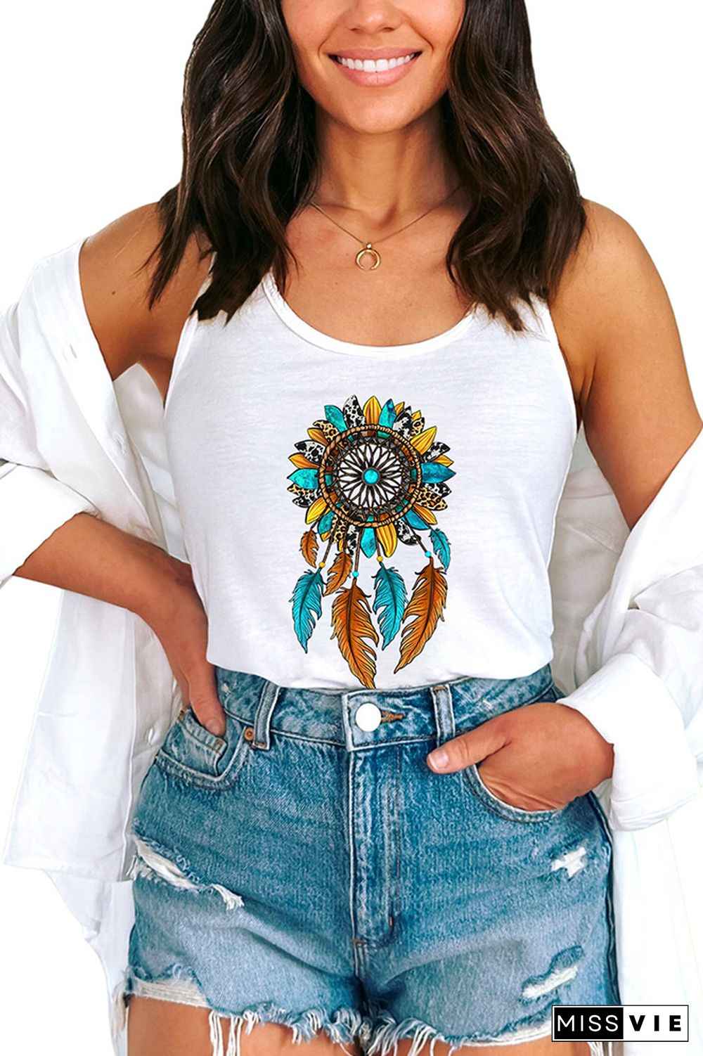 Sunflower Dreamcatcher Graphic Tank Top