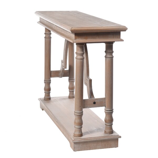 Wood Trestle Console Table With Arch Detail - Gray Wash Finish