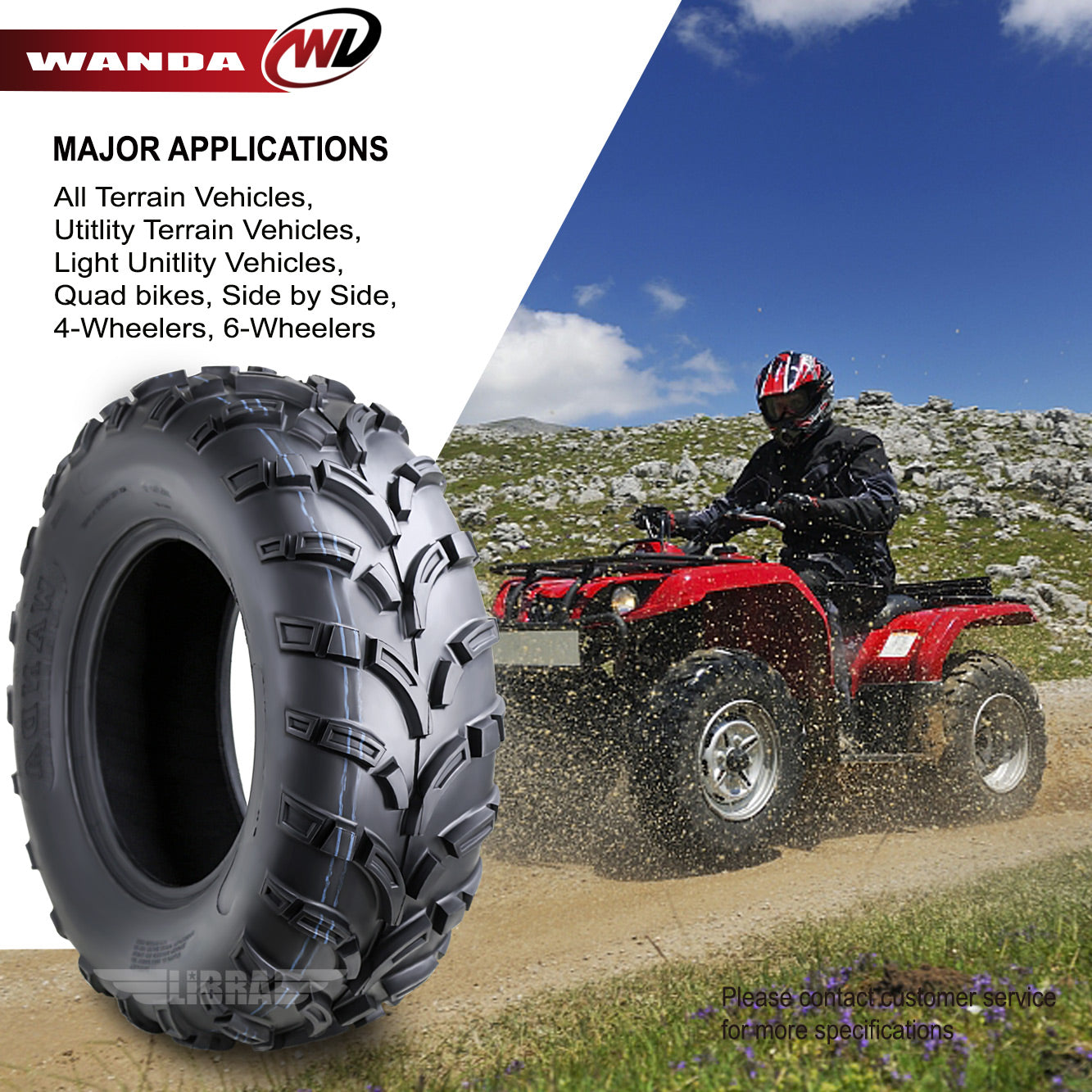 Set of 2 WANDA ATV/UTV Tires 26x8-12 26x8x12 /6PR - 10257