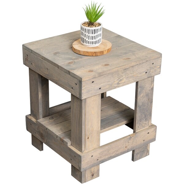 Pine Solid Wood Farmhouse End Table