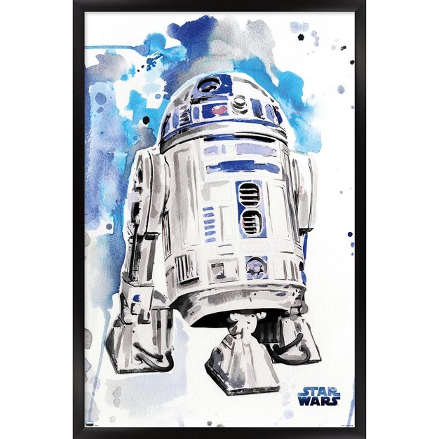 Trends International Star Wars Original Trilogy R2d2 Watercolor Framed Wall Poster Prints