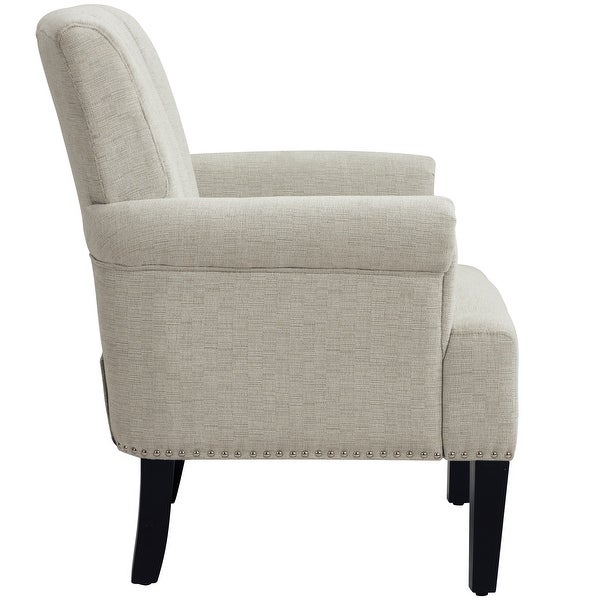 Modern Polyester Accent Chair， Tufted Armchair with Rivet for Living Room Bedroom