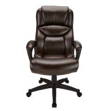 Fennington Bonded Leather High-Back Executive Chair， Brown， BIFMA Certified