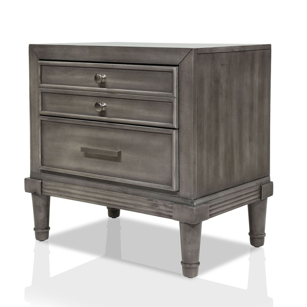 Hax Transitional Grey 2 Drawer Solid Wood Nightstand by Furniture of America