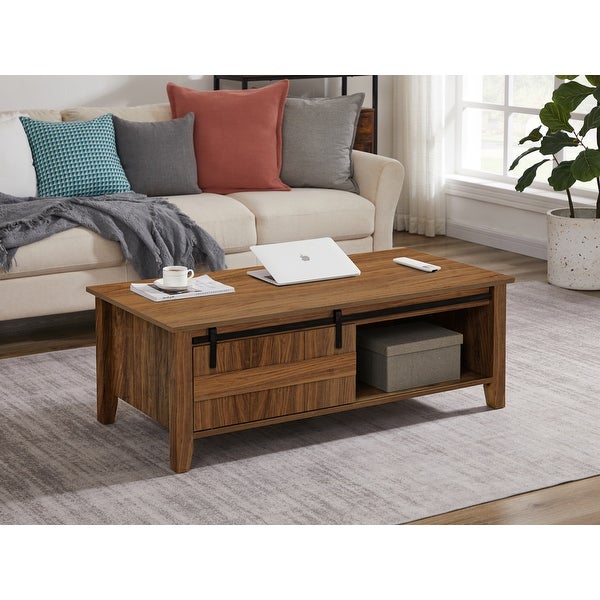 Wood Coffee Table with Shelf in Oak