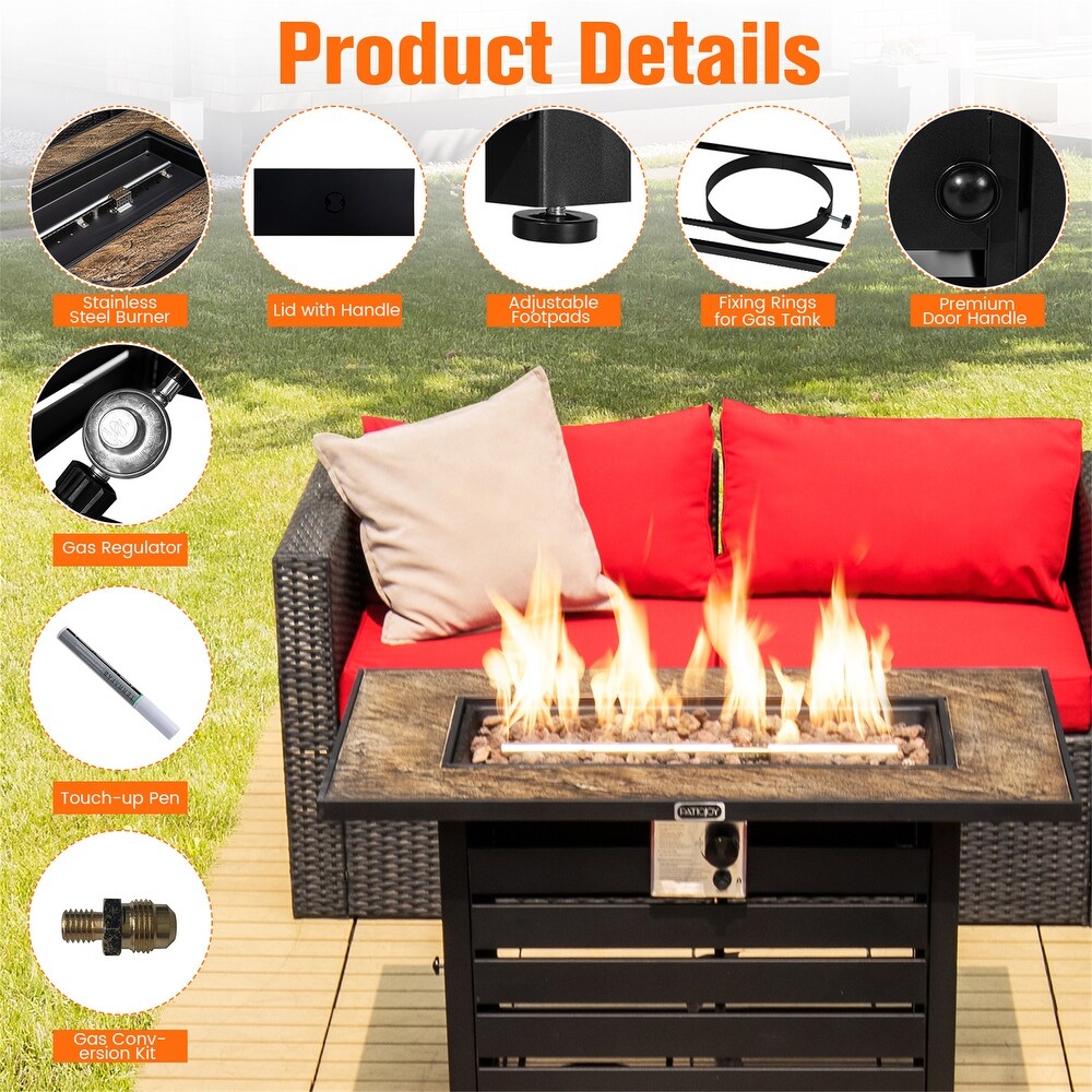 42 Inch 60 000 BTU Rectangular Propane Fire Pit Table