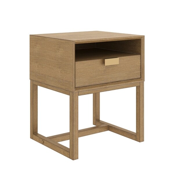 Nathan James Luke Wood End Table with Storage Drawer and Cubby