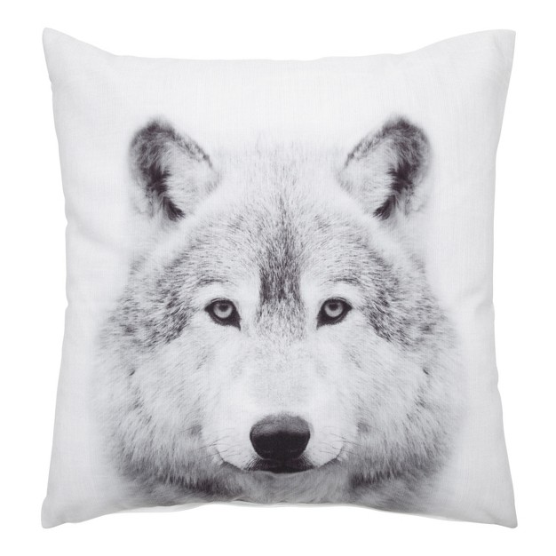 Kate And Laurel Como Wolf Print Throw Pillow Cover 18x18 White