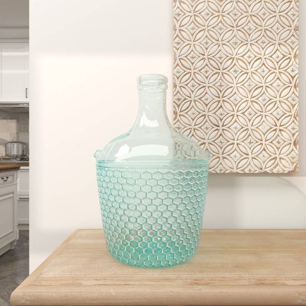 17 x27 x27 X 10 x27 x27 Recycled Glass Vase With Bubble Texture Blue Olivia amp May