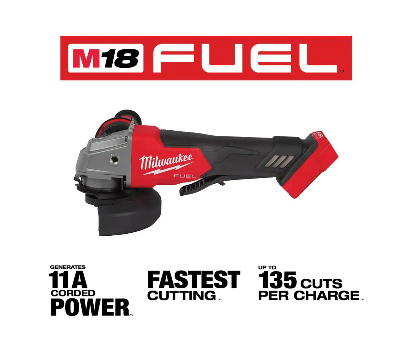 Milwaukee 2962-20-2880-20 M18 FUEL Gen-2 18V Lithium-Ion Brushless Cordless Mid Torque 1/2 in. Impact Wrench with Friction Ring with Grinder