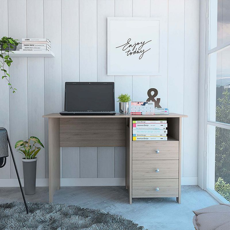 Jacksonville 3 Drawers Computer Desk with Open Storage Cabinet